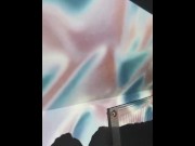 Preview 2 of Jerking off big dick in front of projector + cumshot SHADOW