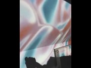 Preview 3 of Jerking off big dick in front of projector + cumshot SHADOW
