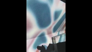 Grote lul aftrekken voor de projector + cumshot SHADOW