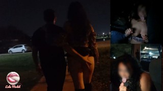 We went for a walk with my husband and his best friend and we ended up having a threesome in public