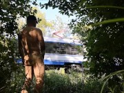 Preview 4 of Risky, completely naked, dick flashing in front of the train, episode 3.