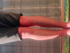 Pissing My Black Jeans Shorts On My Balcony