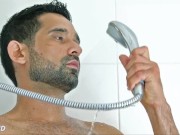 Preview 5 of He gets wanked his big dick despite of him in a shower.