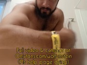 Preview 2 of Hairy Muscle Stud Nude Posing and Jerking Big Dick