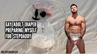 Pañal adulto gay - preparándome para padrastro