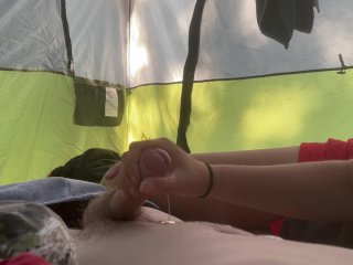 camping, handjob, hairy dick, milf