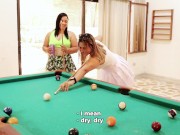 Preview 2 of I fucked my young friend who was trying to give me play pool lessons. Kylei Ellish and Linda Clauss