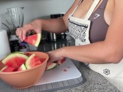 Preview 4 of BIG TITS LATINA WAS JUST TRYING TO CUT SOME WATERMELONS