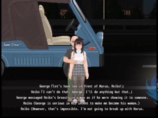 Pink Reiko(変態ゲーム)車の中で夜の生セックスと中出しntr