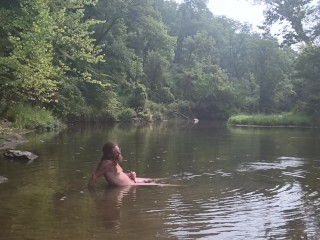 Naked in Nature 13: Massive Cumshot in the Creek!