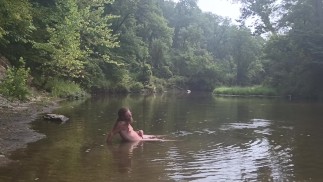 Naked in Nature 13: Massive cumshot in the Creek!