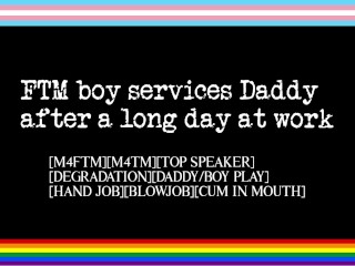 FTM Boy Services Daddy after a Long Day at Work