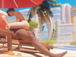 Tracer De Overwatch Follada En La Playa Animación Porno