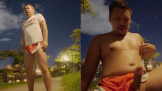 Masturbation after running in asics running shorts