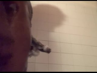 shower, big black cock, ebony, black cock