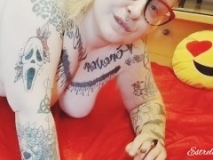 Blonde smokes a cigarette
