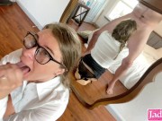 Preview 4 of Sexy secretary lets her boss use her face for a cum rag
