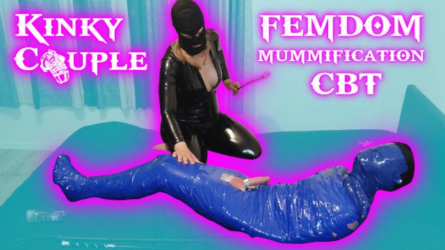 Watch Bondage Video:Femdom Goddess whips balls of mummified slave