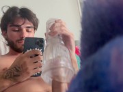 Preview 3 of sticking cock in fleshlight in bed