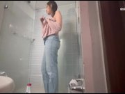 Preview 1 of My stepsister takes a shower with very hot water (I finish with her) The water in the video is recyc