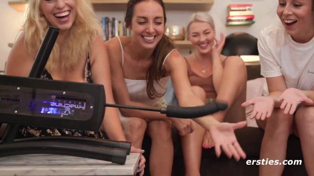 Ersties - Lesbian Orgy Leads To Girls Riding the Fuck Machine