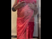 Preview 1 of Watch me Taking Shower in Pink Indian Saree