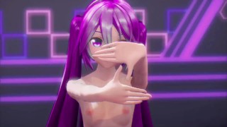 Hatsune Miku Hentai Cinínica Plano Noturno Despir-se Dança Mamas Pequenas MMD 3D Purple Hair Color Edit Smixix