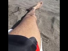 hard-on on a beach