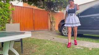 Gothic squatter girl cheats on her boyfriend and gets pounded by two blacks in their property !!!