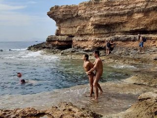 buceadoras, pilladas, big dick, outside beach