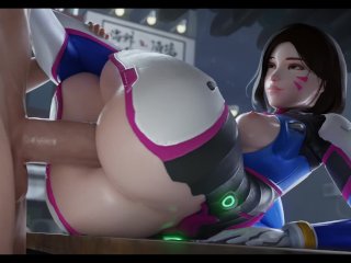 overwatch hentai, dva compilation, rough sex, video game