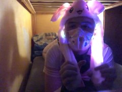 Femboy self bondage in pink 💕