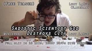 Sadistische wetenschapper god vernietigt stad GRATIS trailer Lucy LaRue LaceBaby