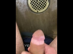 caught naughty pissing jerking off into floor drain of public woman restroom desperate moaning messy