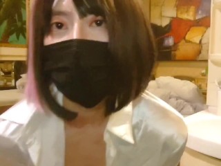 I tried Cross-dressing Masturbation [first Make-up] [satin] [fetish] the Full Version is available o