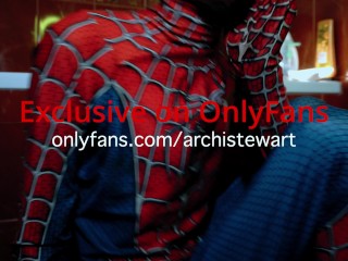 Archi Stewart became Spider-Man | Handjob Games in the Bathroom