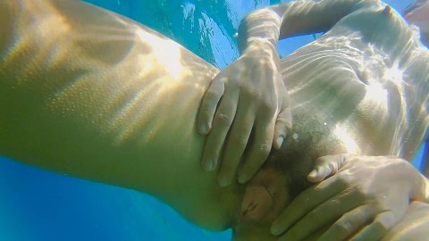 Underwater PEE and NAKED Swim at Nudist Beach