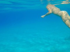 Underwater PEE and NAKED Swim at Nudist Beach