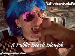 18 Year Old Goth Girl Sucks Huge Cock on Public Beach