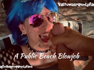 Chica Gótica De 18 Años Chupa Una Polla Enorme En La Playa Pública