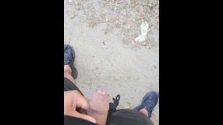 Outdoor cumshot in parking lot