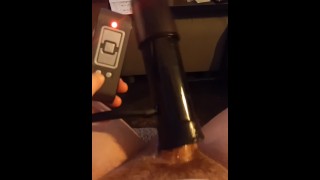 I try the milking machine for edging my dick with the f-machine tremblr