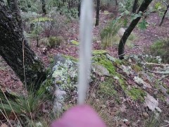 Powerful morning piss in pure nature