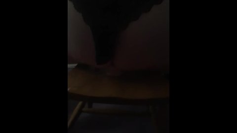 Fucking a dildo on a chair hard with my wet hot pussy