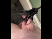Preview 1 of Teasing my COCK with Feather Duster until CUM 💦