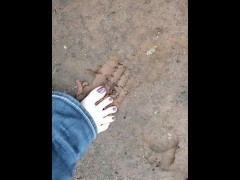 Just a beautiful girl playing in the mudd