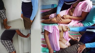 අනේ පැටියෝ එපා හබී එළියේ බලන් ඉන්නේ Sri lankan xxx Husband shares wife with bestfriend Cuckolds fuck