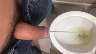 Hairy dick Pissing