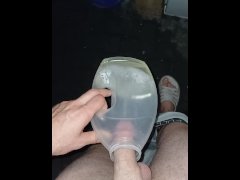 Pissing in a container
