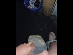 Pissing in a container
